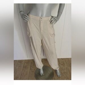 By Anthropologie Relaxed Cargo Pants in Ivory Size L